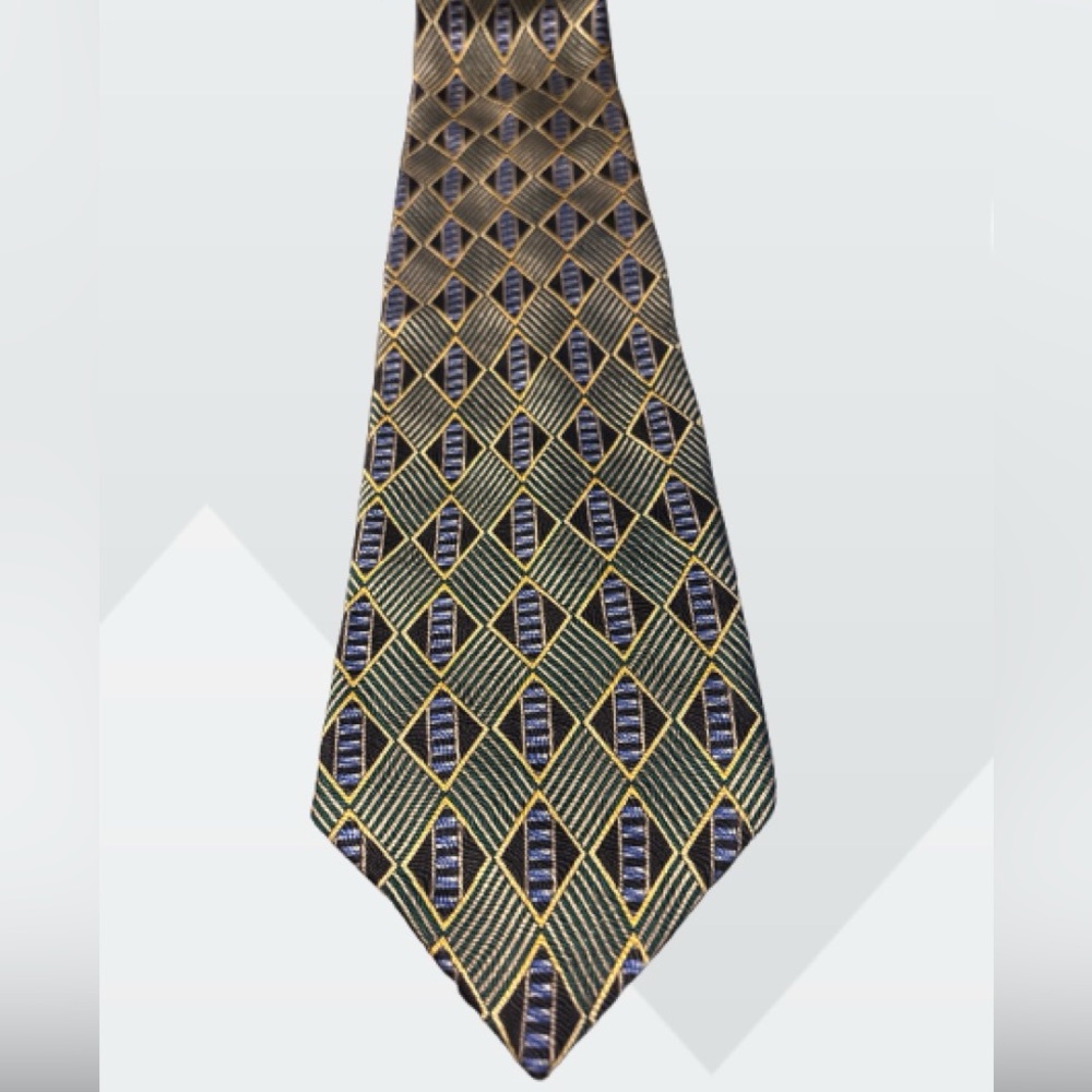CRICKETEER Black and Blue Geometric Tie
